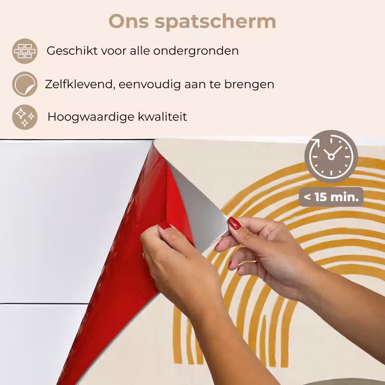 Spatscherm keuken - Bogen - Lijnen - Oranje - Minimalistisch — 4