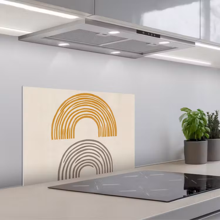 Spatscherm keuken - Bogen - Lijnen - Oranje - Minimalistisch — 5