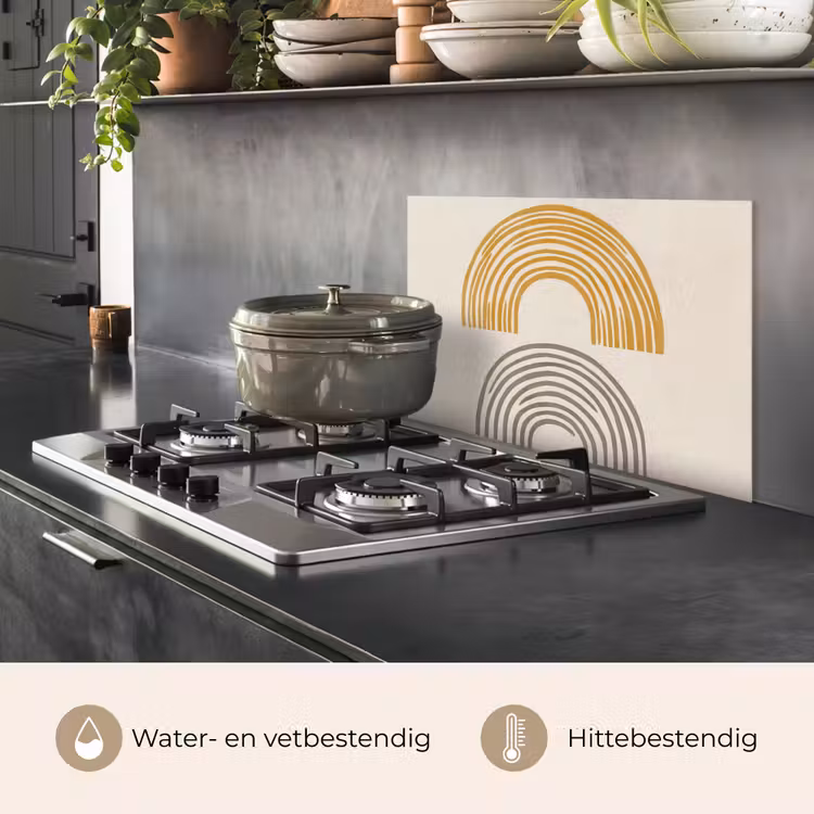 Spatscherm keuken - Bogen - Lijnen - Oranje - Minimalistisch — 7