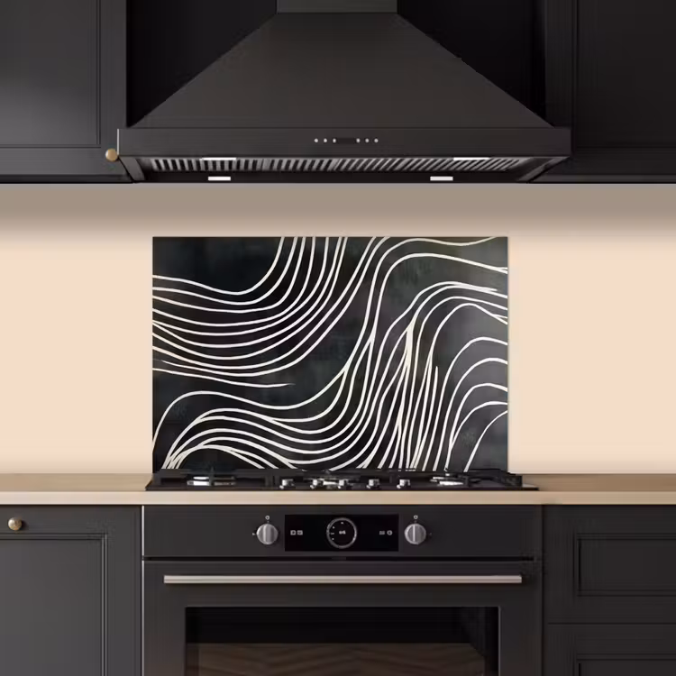 Spatscherm keuken - Lijnen - Patroon - Abstract - Wit — 2