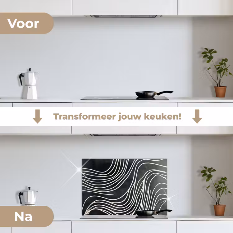 Spatscherm keuken - Lijnen - Patroon - Abstract - Wit — 3