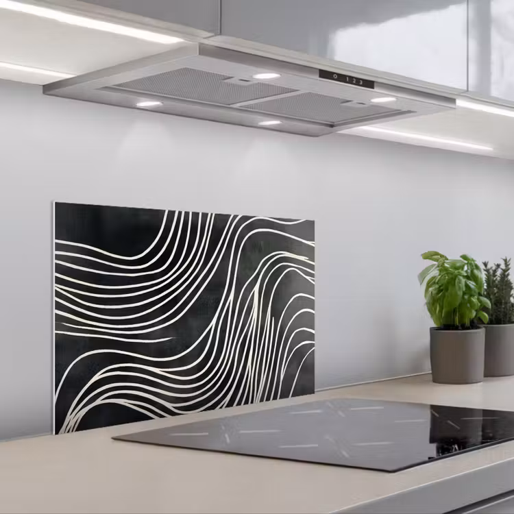 Spatscherm keuken - Lijnen - Patroon - Abstract - Wit — 5