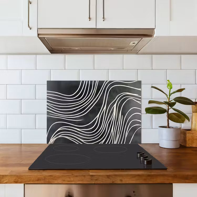 Spatscherm keuken - Lijnen - Patroon - Abstract - Wit — 6
