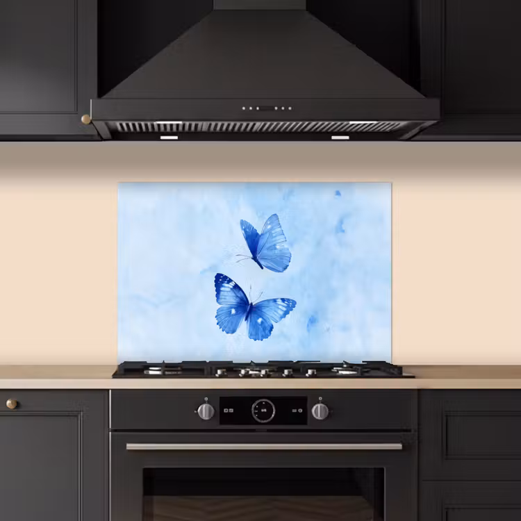 Spatscherm keuken - Vlinders - Sierlijk - Blauw — 2