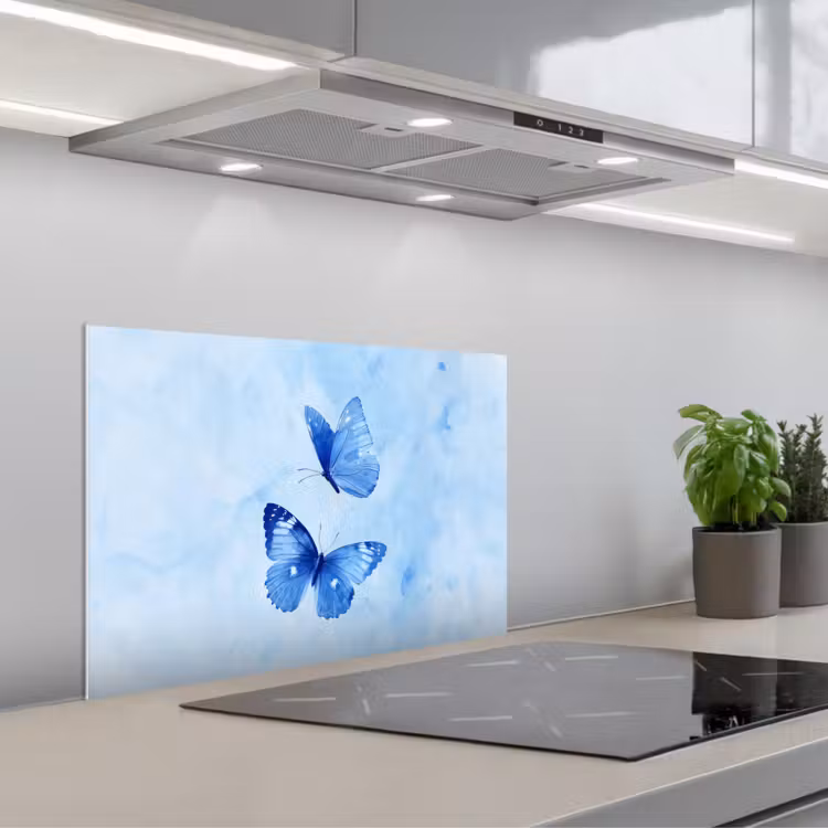 Spatscherm keuken - Vlinders - Sierlijk - Blauw — 5