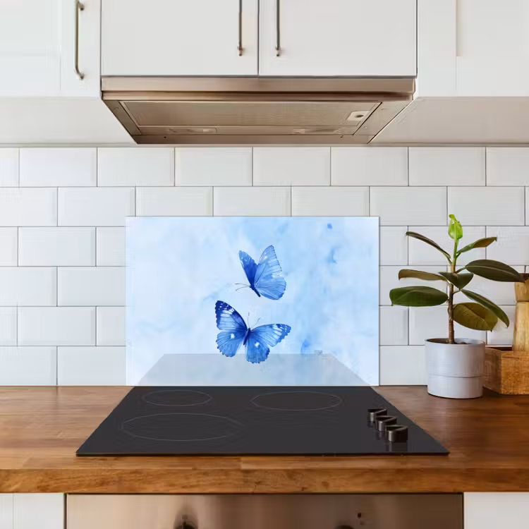 Spatscherm keuken - Vlinders - Sierlijk - Blauw — 6