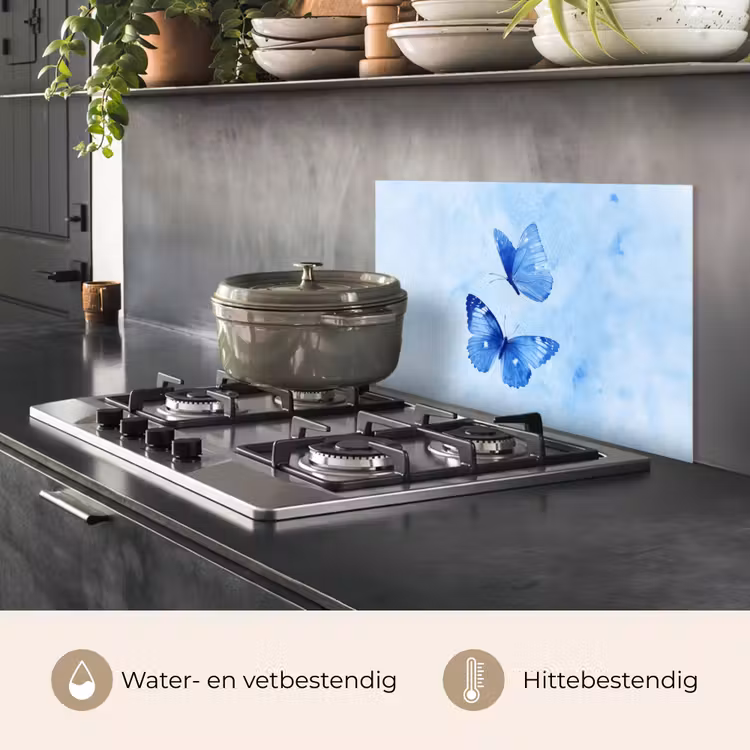 Spatscherm keuken - Vlinders - Sierlijk - Blauw — 7