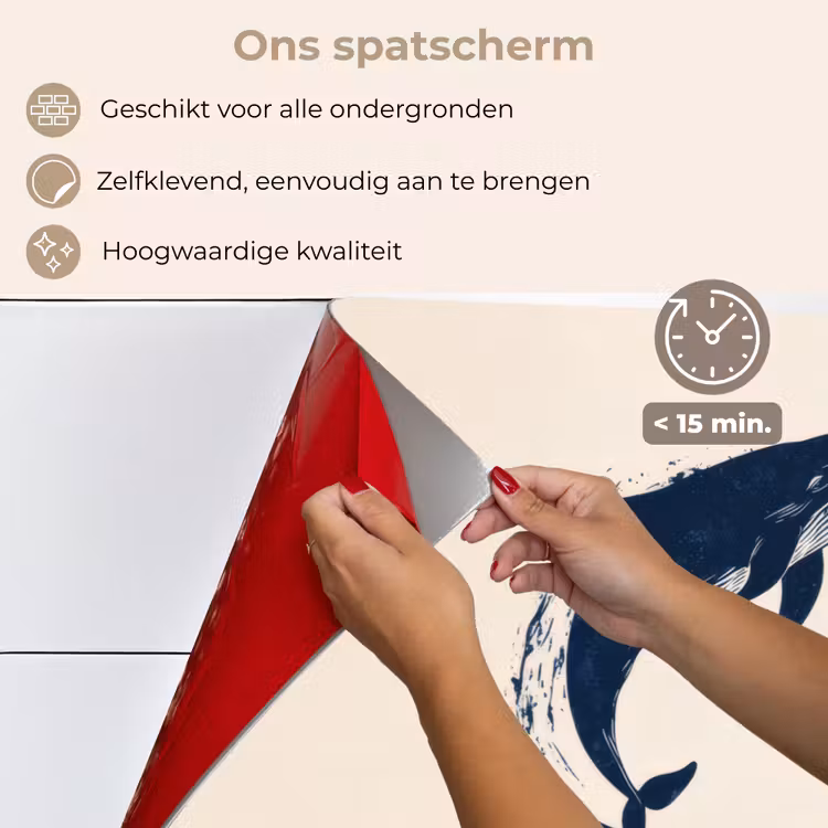 Spatscherm keuken - Walvissen - Spetters - Cirkel - Donkerblauw — 4