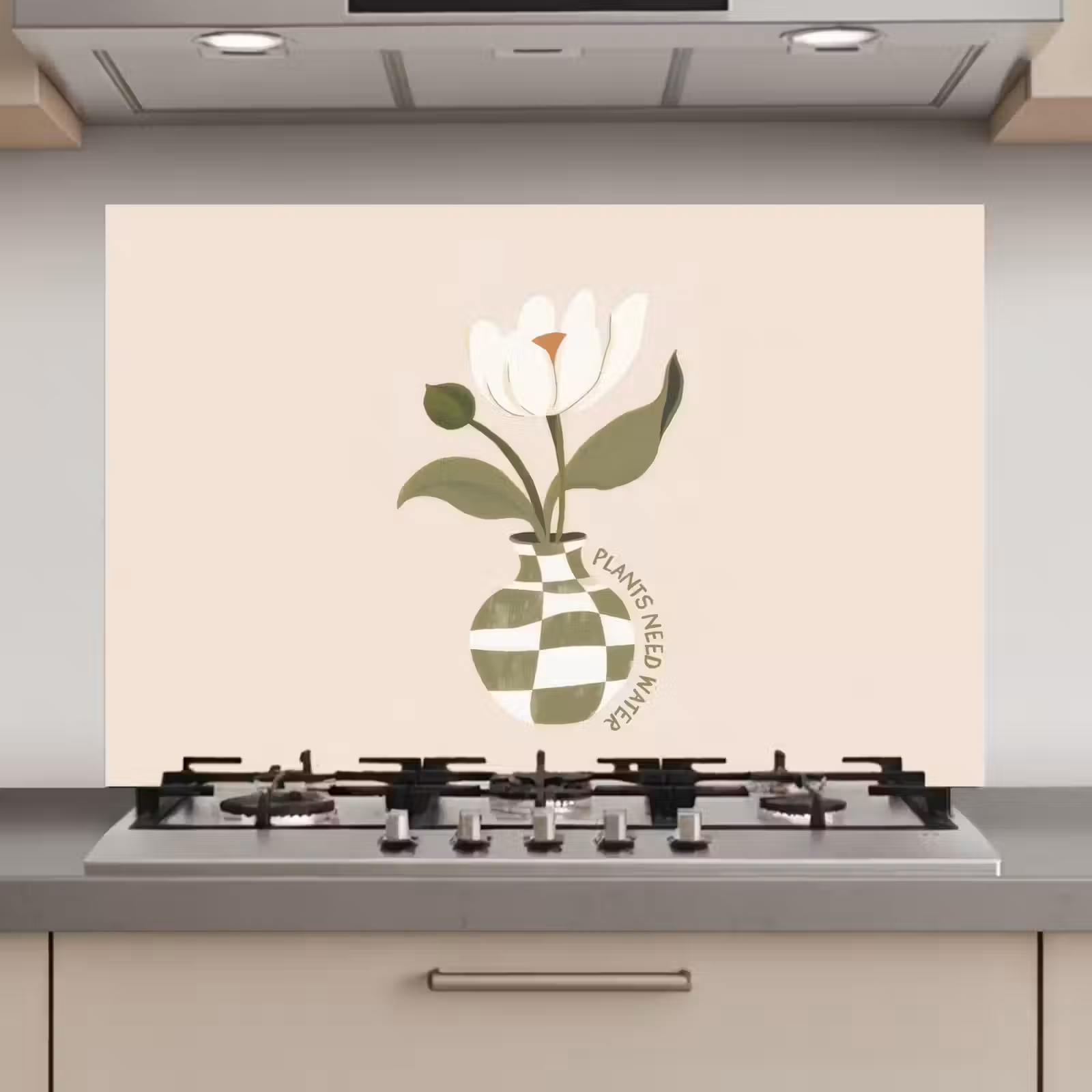 Spatscherm keuken - Bloem - Wit - Vaas - Quote — 1