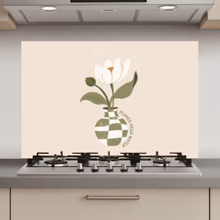 Spatscherm keuken - Bloem - Wit - Vaas - Quote — 1