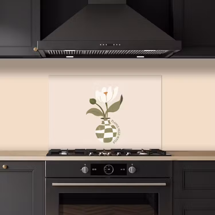 Spatscherm keuken - Bloem - Wit - Vaas - Quote — 2