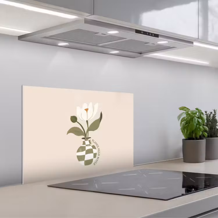 Spatscherm keuken - Bloem - Wit - Vaas - Quote — 5
