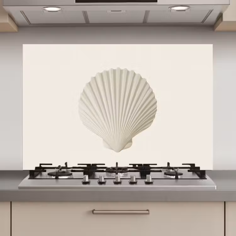 Spatscherm keuken - Schelp - Minimalistisch - Wit — 1