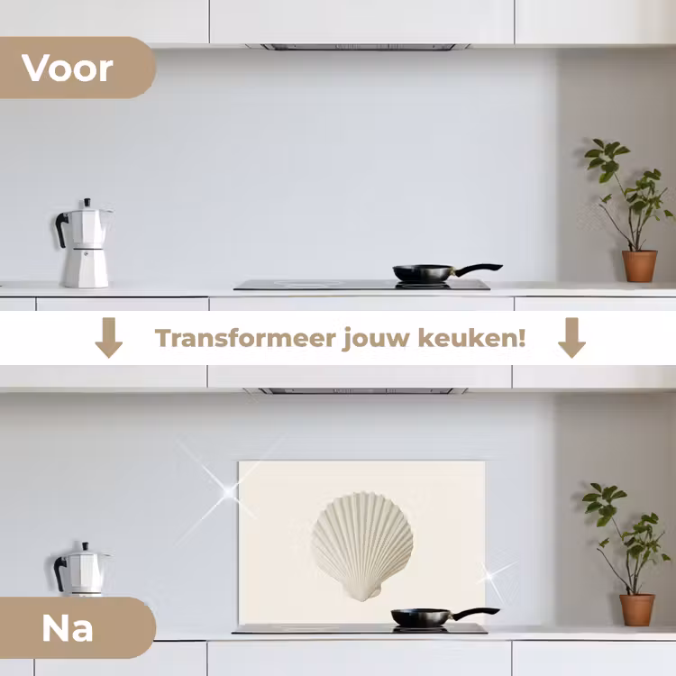 Spatscherm keuken - Schelp - Minimalistisch - Wit — 3