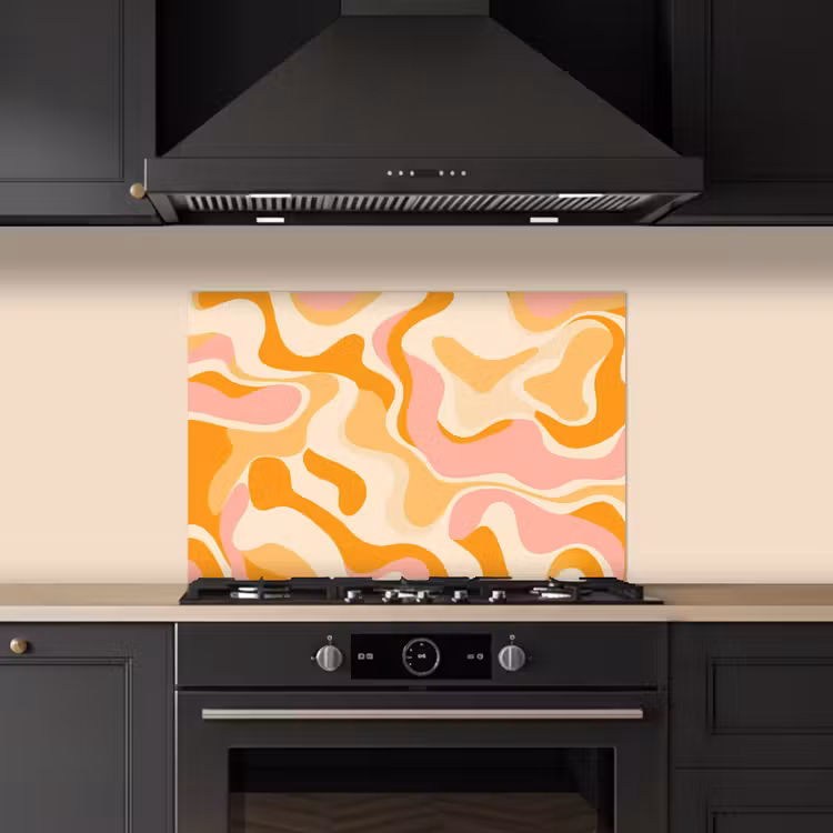 Spatscherm keuken - Abstract - Golvend - Oranje — 2