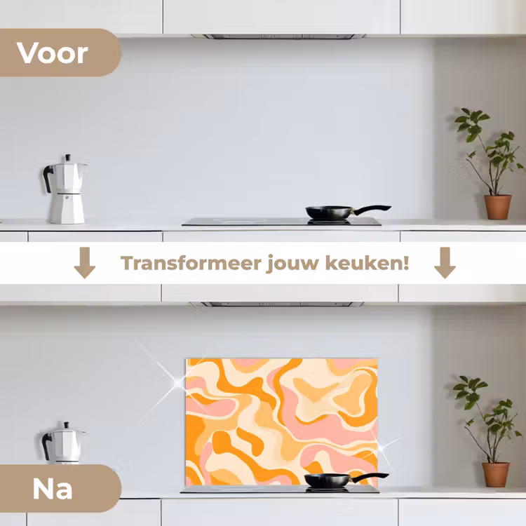 Spatscherm keuken - Abstract - Golvend - Oranje — 3