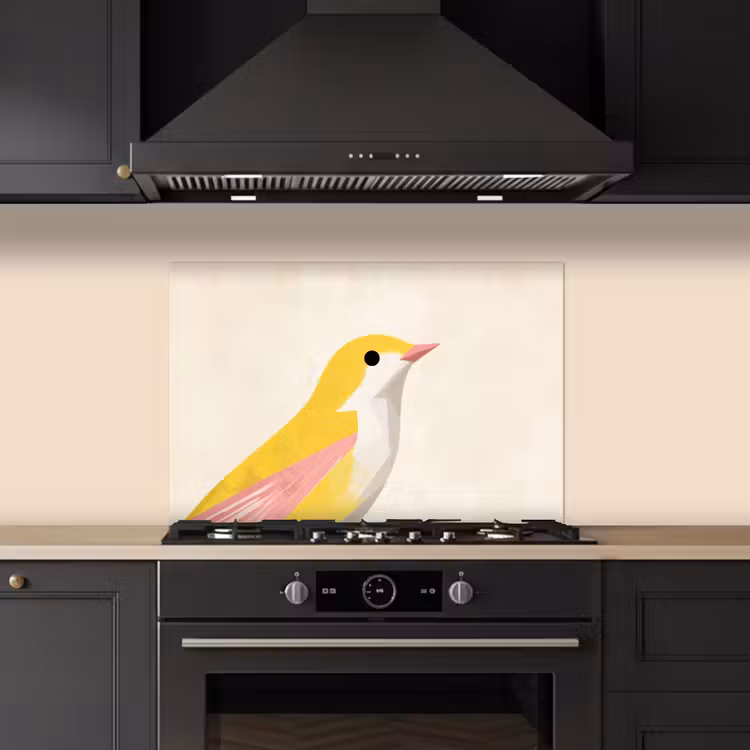 Spatscherm keuken - Vogel - Minimalistisch - Geel — 2