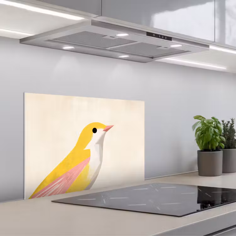 Spatscherm keuken - Vogel - Minimalistisch - Geel — 5