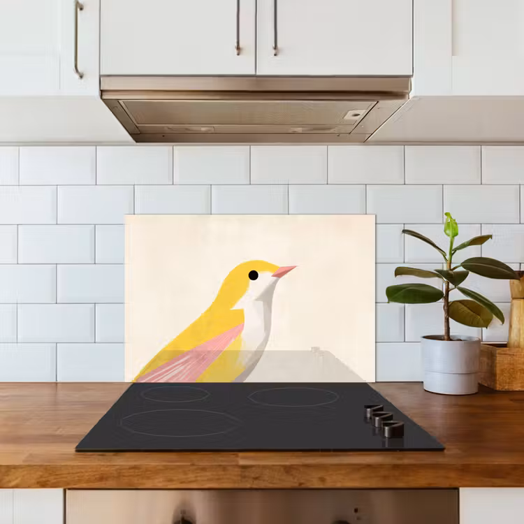 Spatscherm keuken - Vogel - Minimalistisch - Geel — 6
