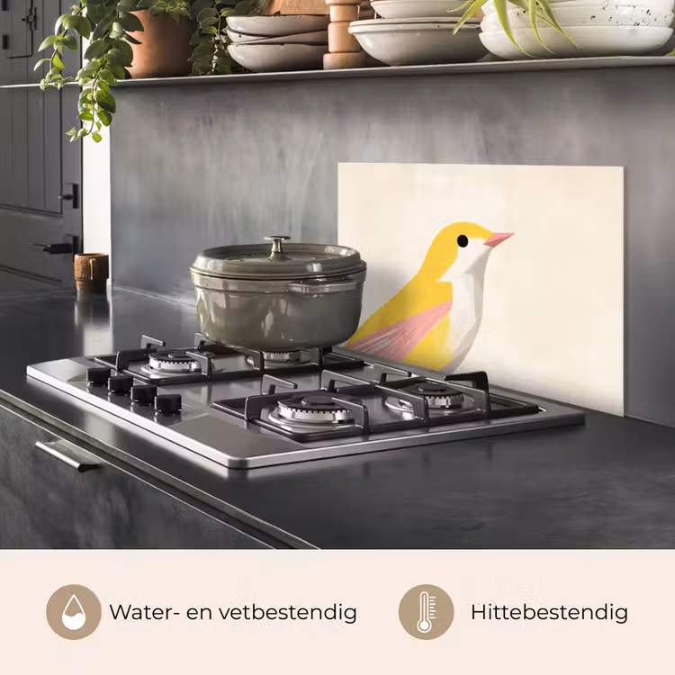 Spatscherm keuken - Vogel - Minimalistisch - Geel — 7