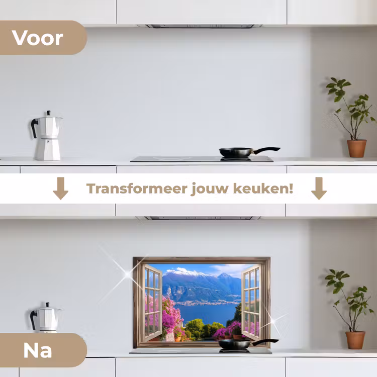 Spatscherm keuken - Doorkijk - Berg - Landschap - Uitzicht - Meer — 3