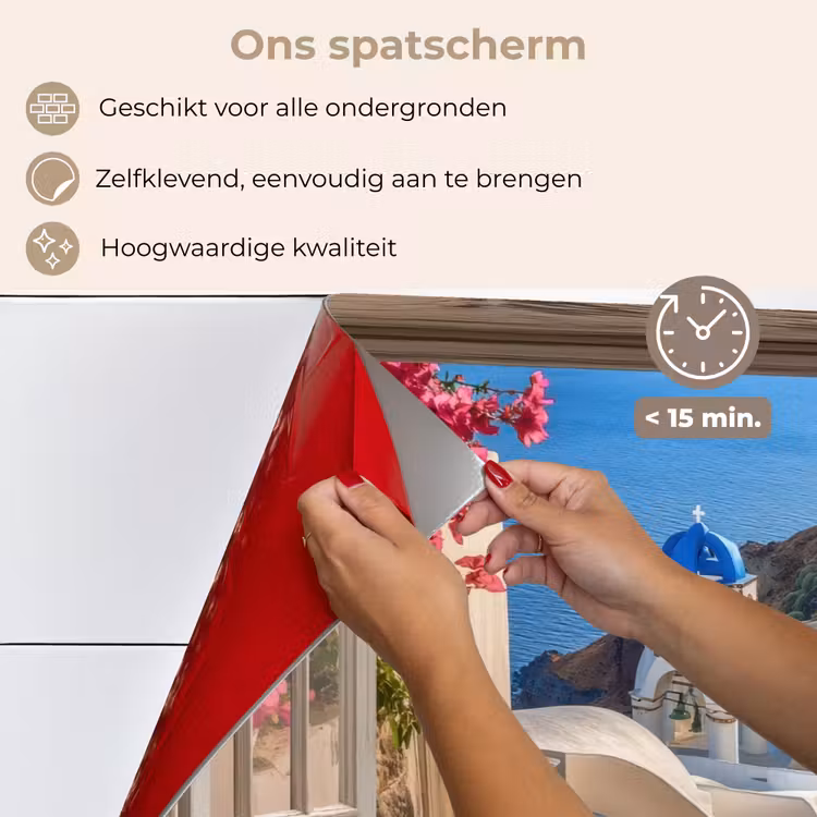 Spatscherm keuken - Doorkijk - Santorini - Landschap - Blauw - Grieks — 4