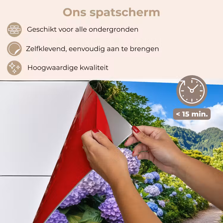 Spatscherm keuken - Hortsensia - Pad - Bloemen — 4
