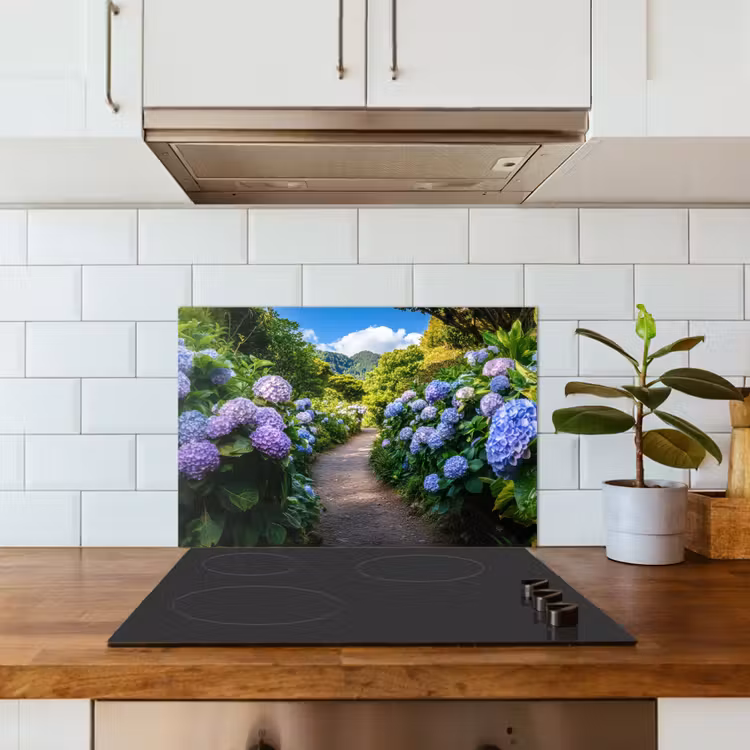 Spatscherm keuken - Hortsensia - Pad - Bloemen — 6