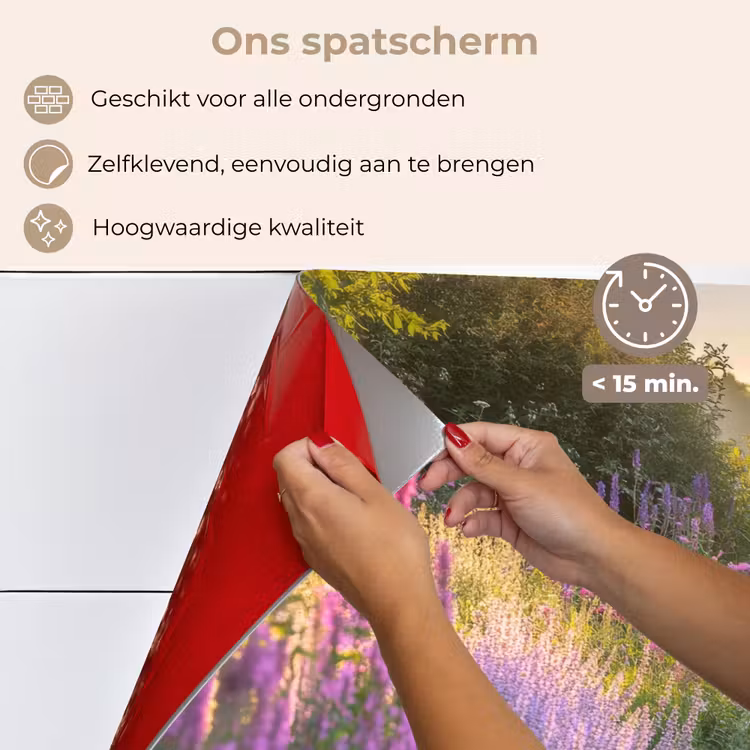 Spatscherm keuken - Tuinhuisje - Blauw - Bloemen — 4