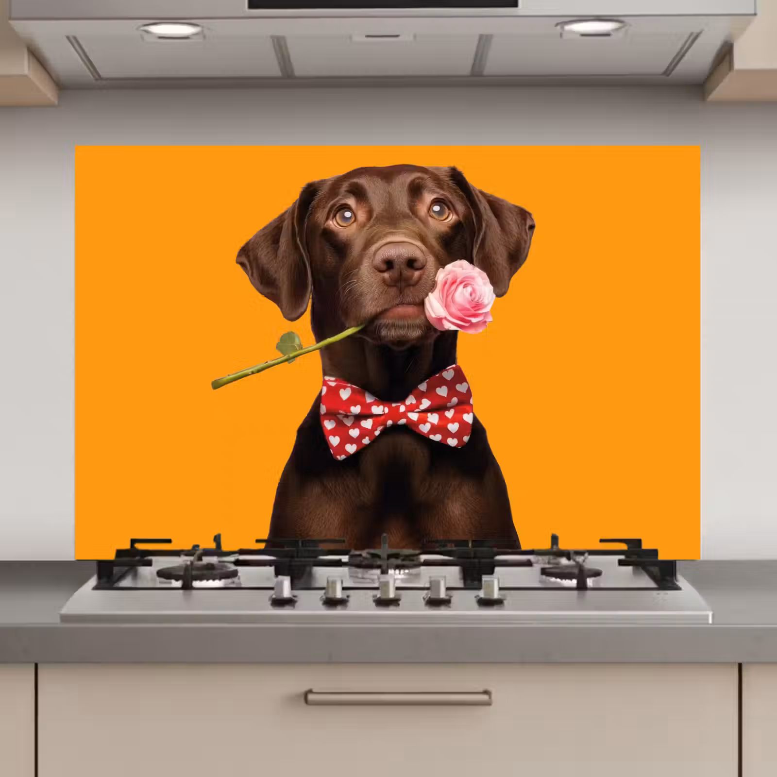 Spatscherm keuken - Hond - Oranje - Roos - Valentijn — 1