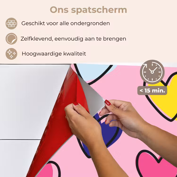 Spatscherm keuken - Hartjes - Valentijn - Patroon - Kleurrijk — 4