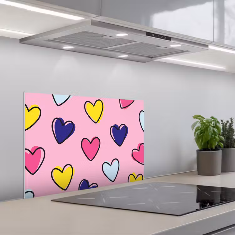 Spatscherm keuken - Hartjes - Valentijn - Patroon - Kleurrijk — 5