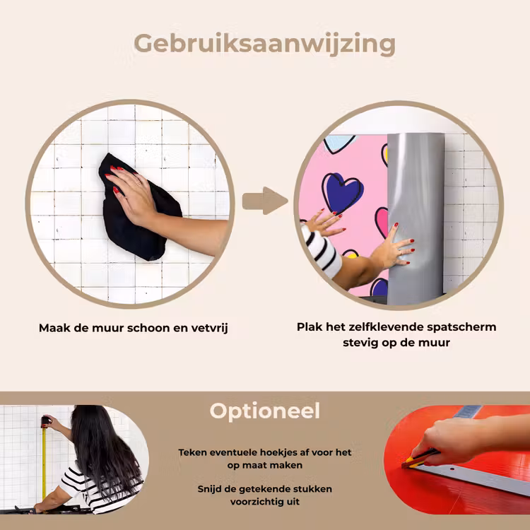 Spatscherm keuken - Hartjes - Valentijn - Patroon - Kleurrijk — 8