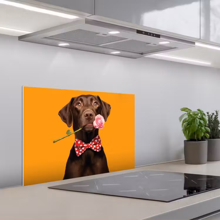 Spatscherm keuken - Hond - Oranje - Roos - Valentijn — 5
