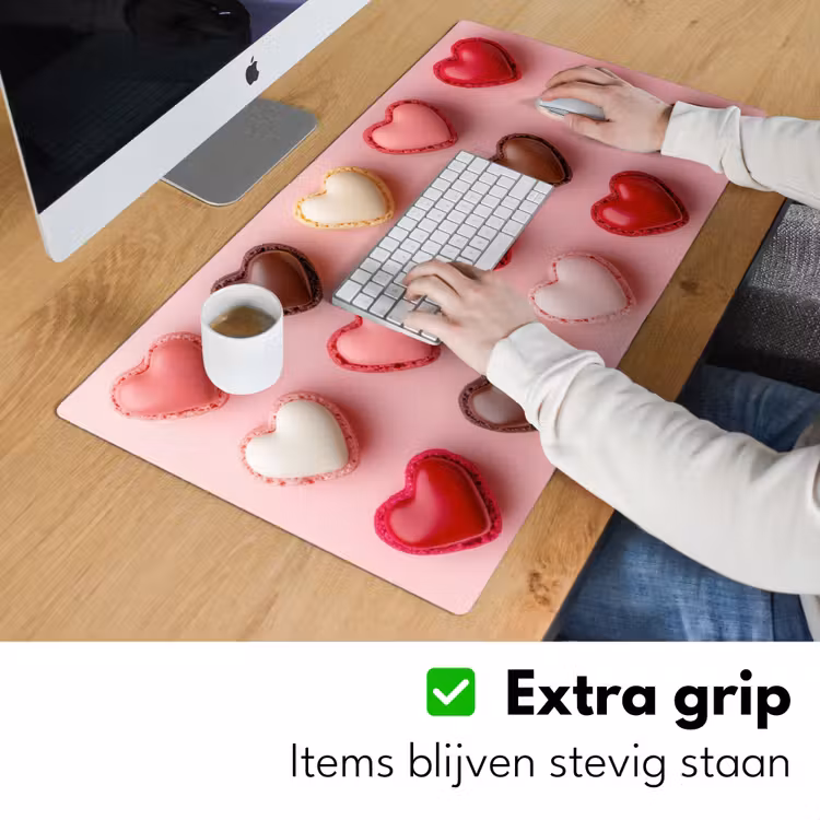 Bureau onderlegger - Macarons - Hartjes - Kleurrijk - Roze — 5