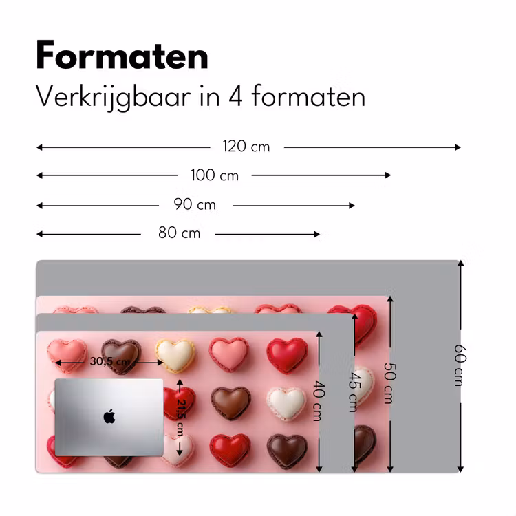 Bureau onderlegger - Macarons - Hartjes - Kleurrijk - Roze — 7