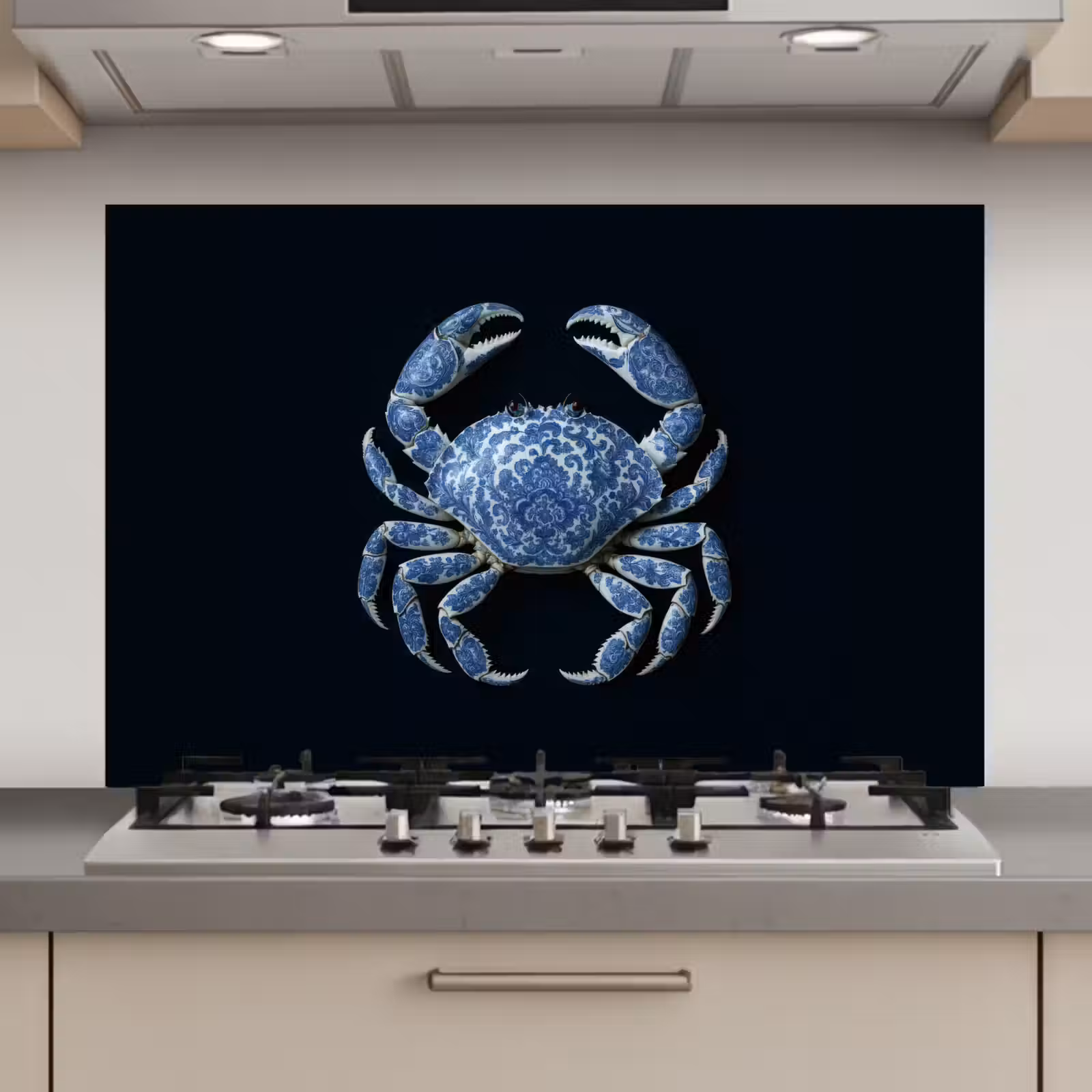 Spatscherm keuken - Krab - Delfts blauw - Dieren — 1