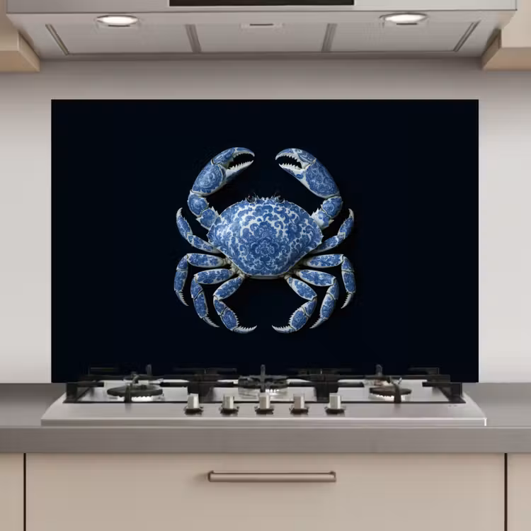 Spatscherm keuken - Krab - Delfts blauw - Dieren — 1