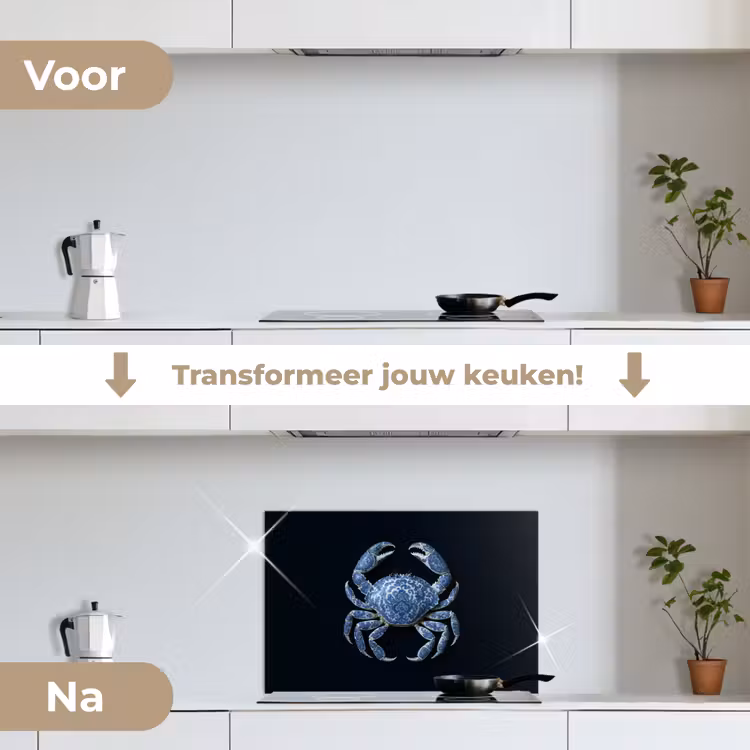 Spatscherm keuken - Krab - Delfts blauw - Dieren — 3