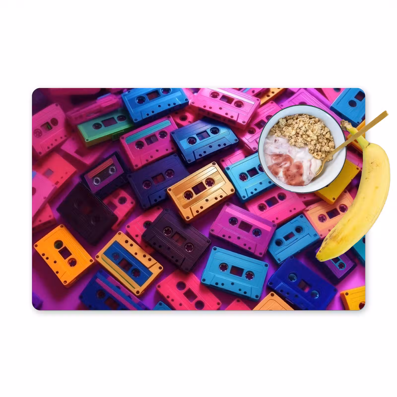 Placemat - 6 stuks - Cassetteband - Kleurrijk - Energiek — 1