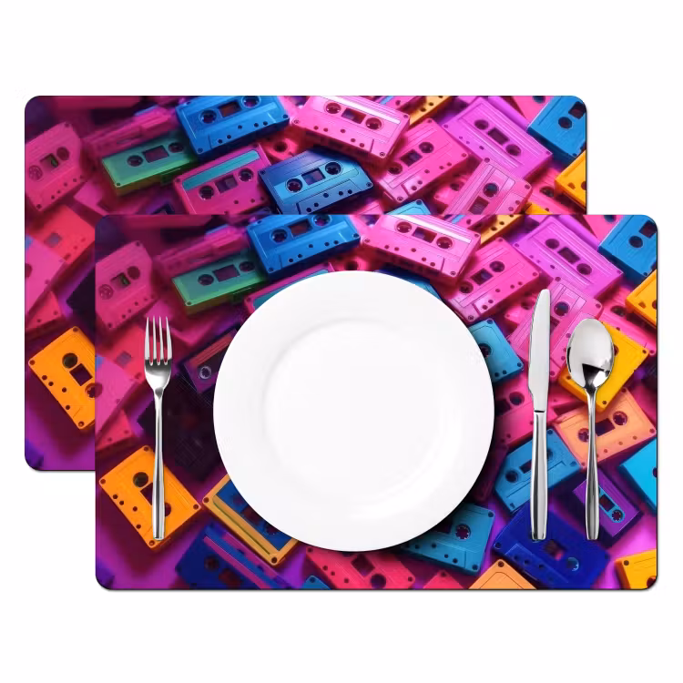 Placemat - 6 stuks - Cassetteband - Kleurrijk - Energiek — 2