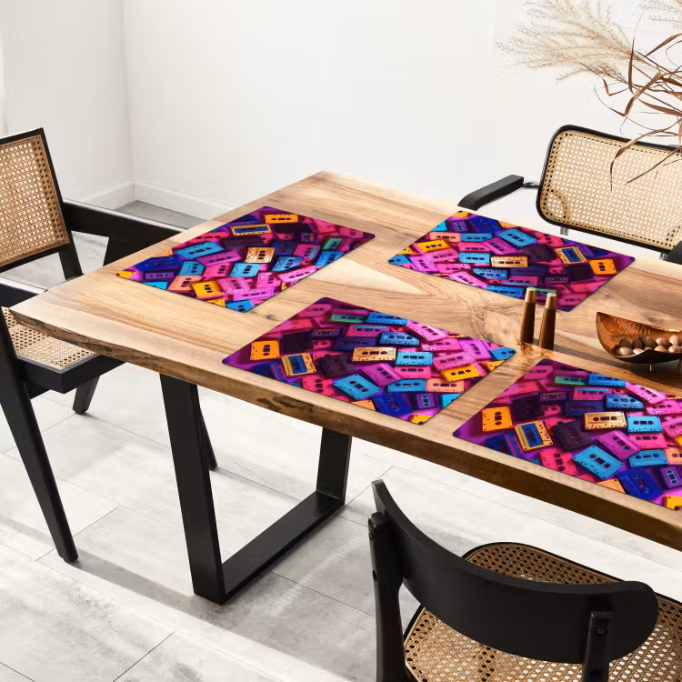 Placemat - 6 stuks - Cassetteband - Kleurrijk - Energiek — 5