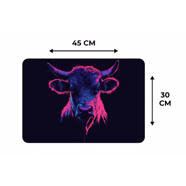 Placemat - 6 stuks - Stier - Neon - Zwart - Kleur — 3