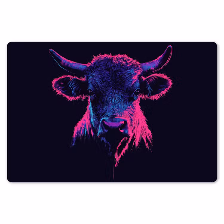 Placemat - 6 stuks - Stier - Neon - Zwart - Kleur — 7