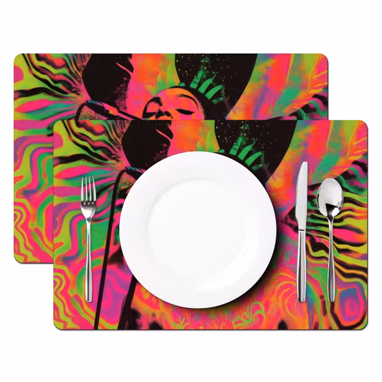 Placemat - 6 stuks - Vrouw - Microfoon - Neon — 2