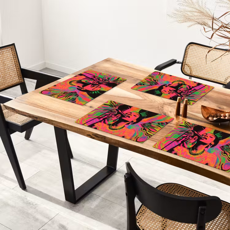 Placemat - 6 stuks - Vrouw - Microfoon - Neon — 5