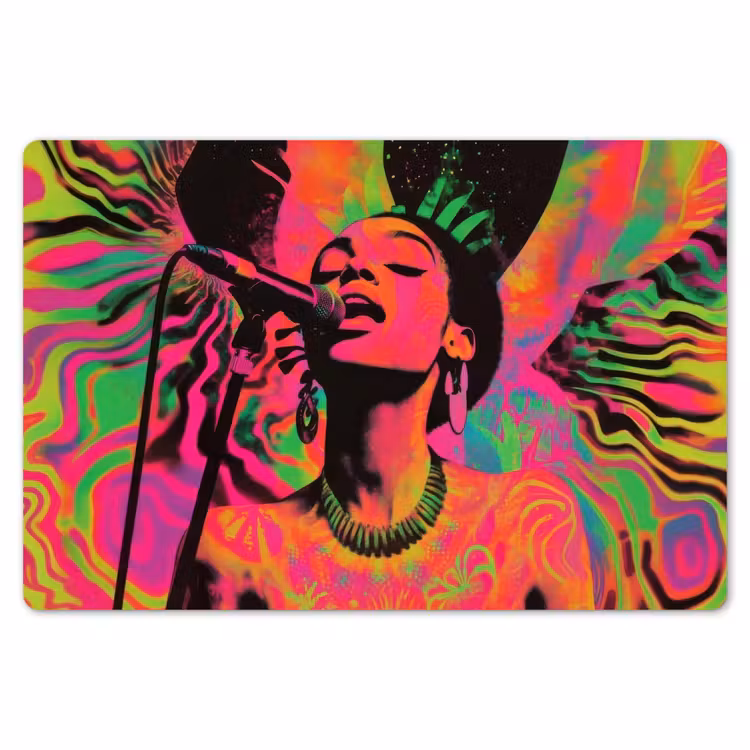 Placemat - 6 stuks - Vrouw - Microfoon - Neon — 7