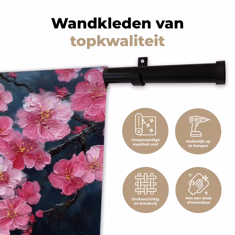 Wandkleed - Bloem - Bloesems - Roze - Abstract — 3