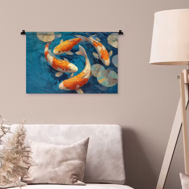 Wandkleed - Vissen - Waterlelies - Oranje - Water — 2