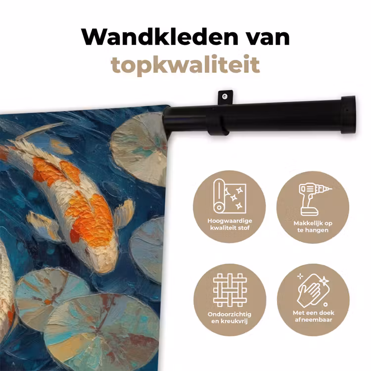 Wandkleed - Vissen - Waterlelies - Oranje - Water — 3